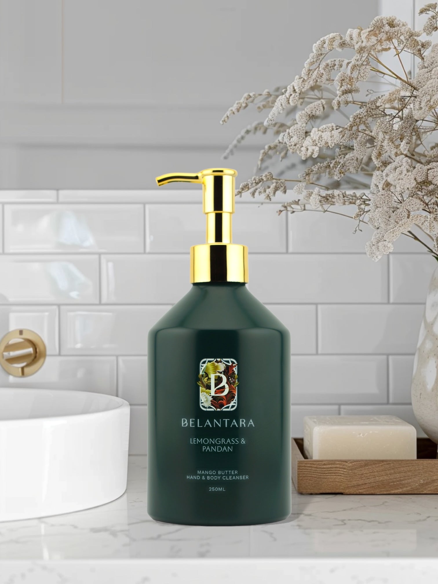 Mango Butter Hand and Body Wash - Lemongrass & Pandan Fragrance in 250ml size.