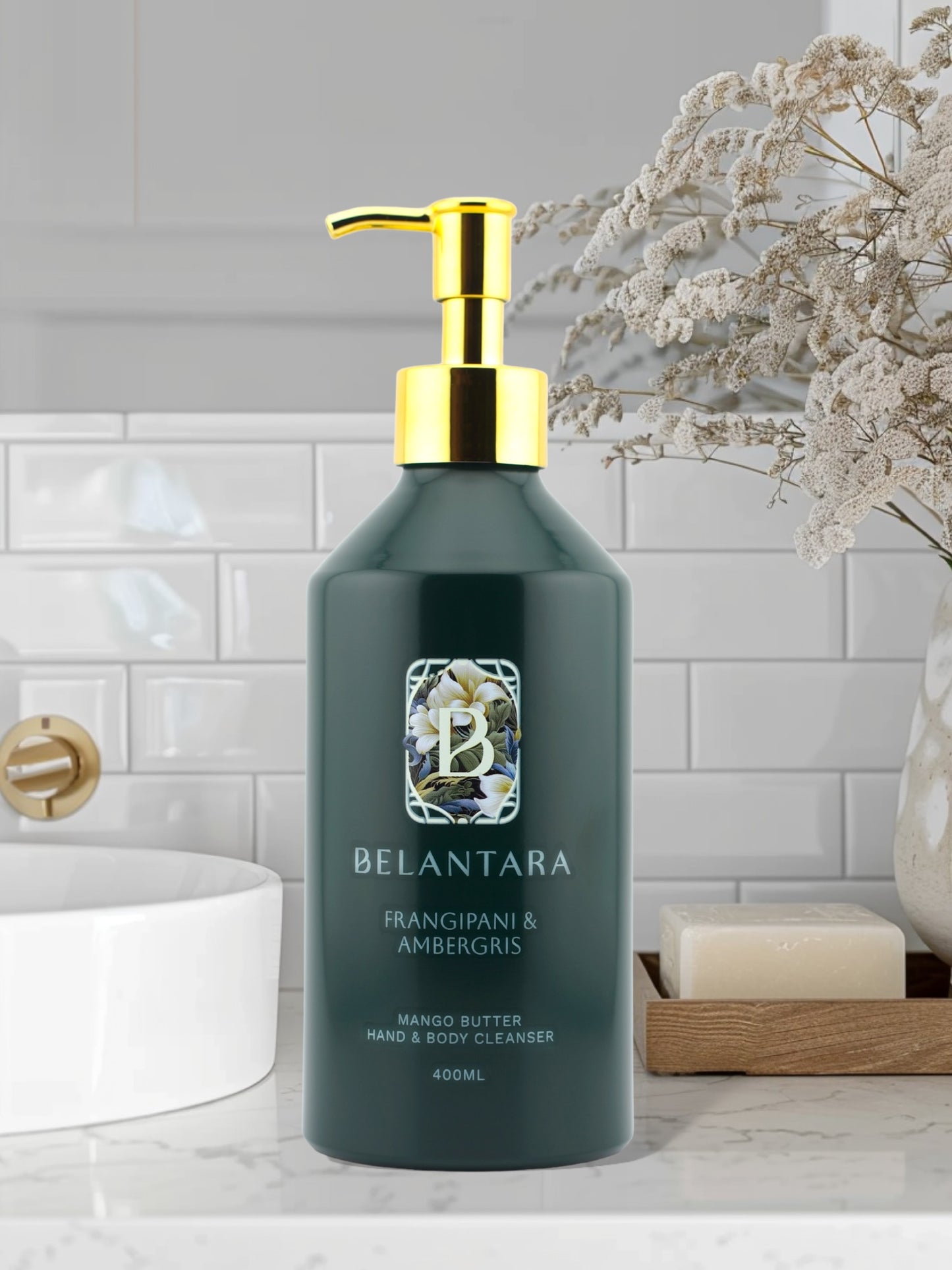 Mango Butter Hand and Body Wash - Frangipani & Ambergris Fragrance in 400ml size.