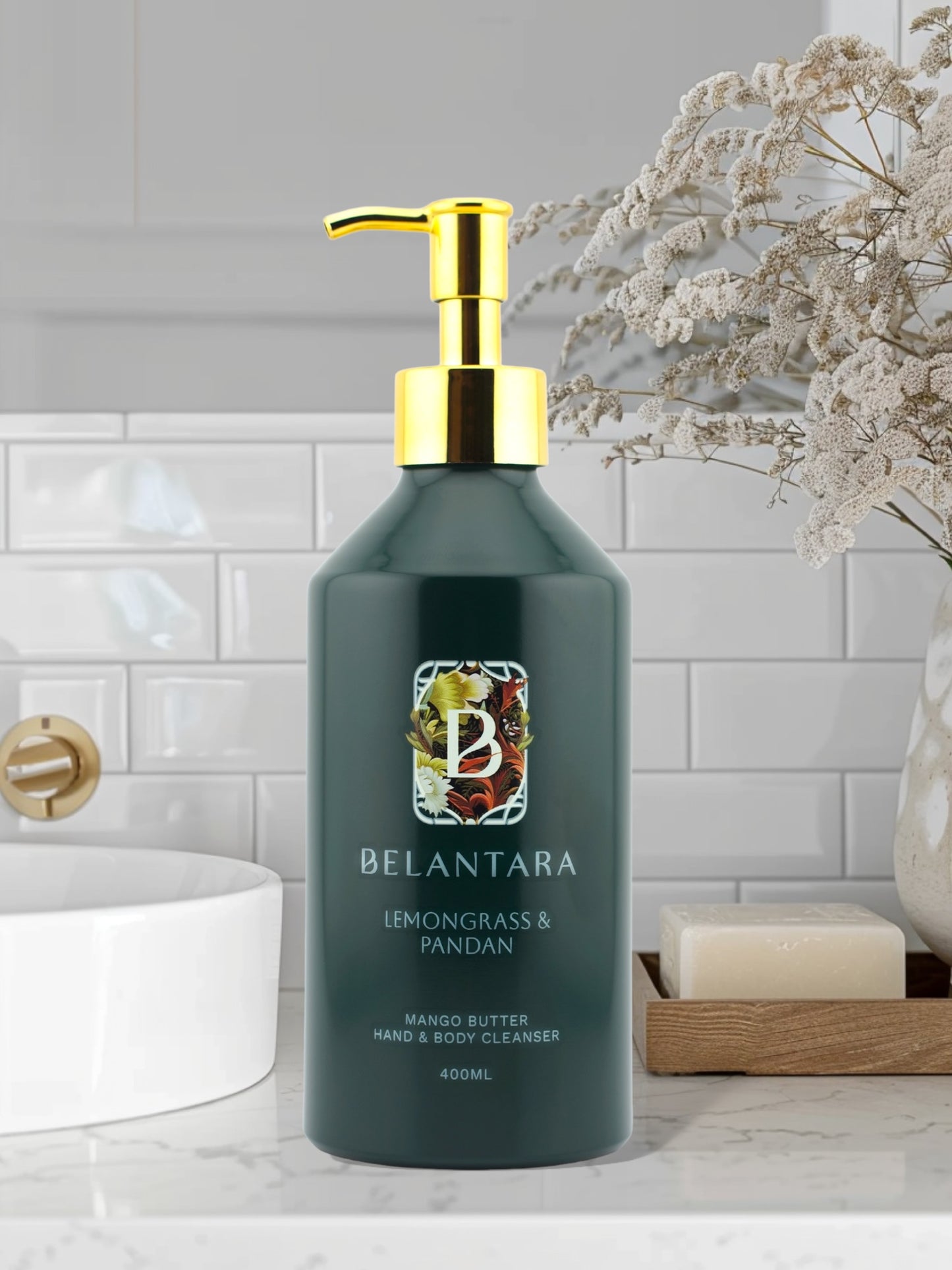 Mango Butter Hand and Body Wash - Lemongrass & Pandan Fragrance in 400ml size.