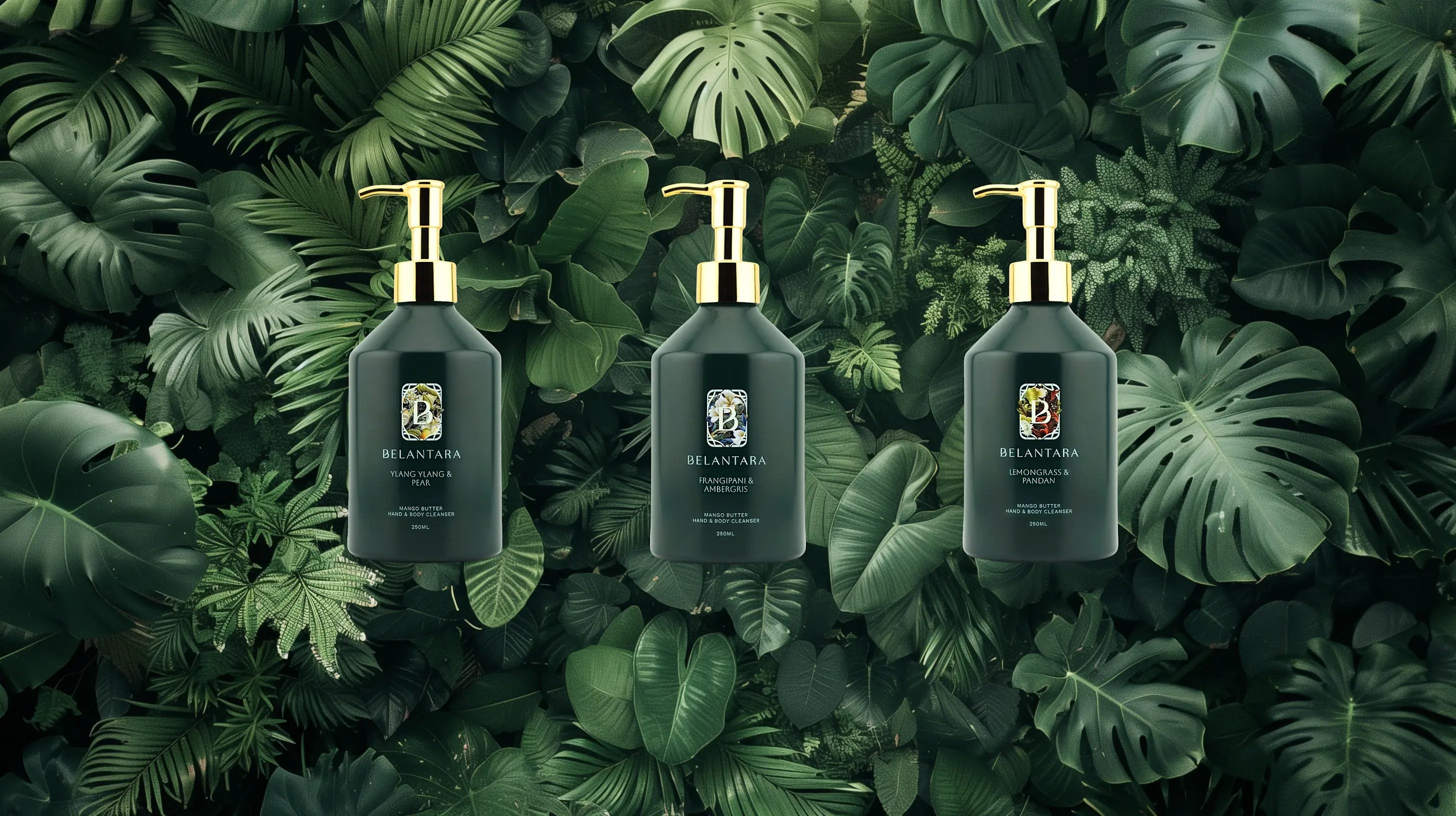 Belantara Mango Butter Hand & Body Wash - 3 distinct tropical fragrances.