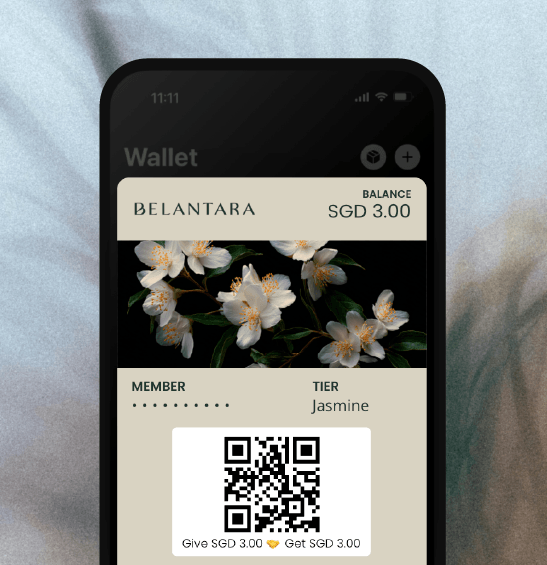 Image with a phone showcasing the rewards program