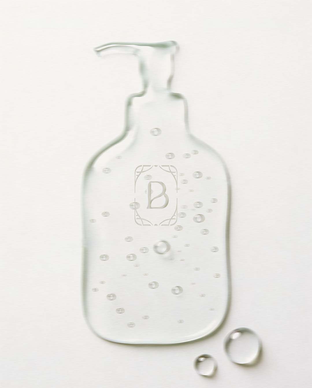 Hyaluronic acid in the shape of a Belantara Hand & Body Lotion on a white background.